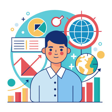 Analyst working with global economic data and growth charts