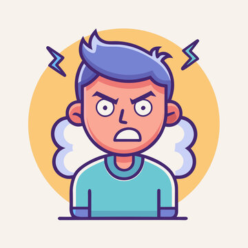 Angry Man Character Expressing Frustration With Bold Lines