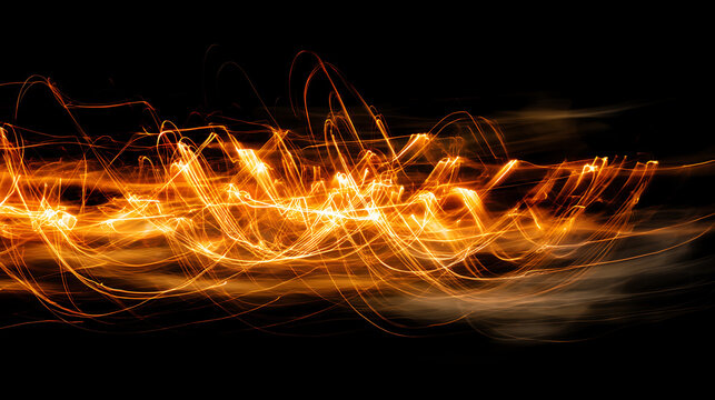 Abstract light trails on black background emphasizing precision, focus, and dedication