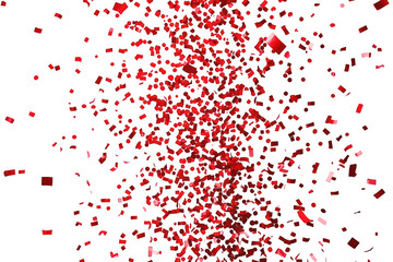 Fototapeta premium Red confetti explosion on transparent background celebrating holidays, parties, events, and birthdays