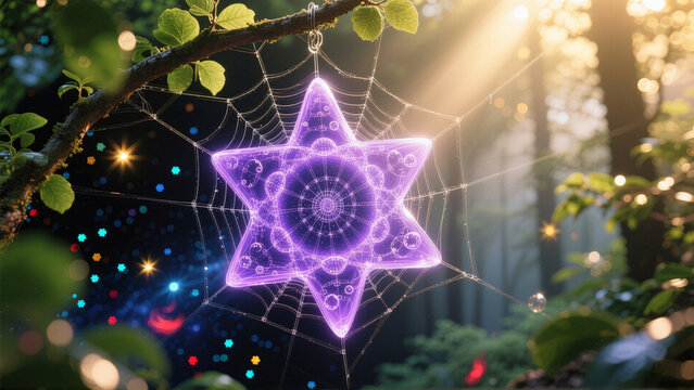 Conceptual Glowing Star Diagram in Natural Forest Setting