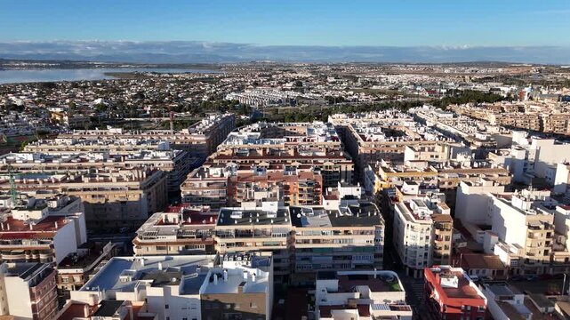 Aerial view of Torrevieja city apartments near coast Spain