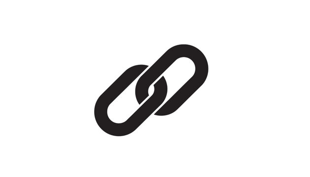 Link chain icon with flame inside, simple black and white logo symbol for fire hazard and connection concepts