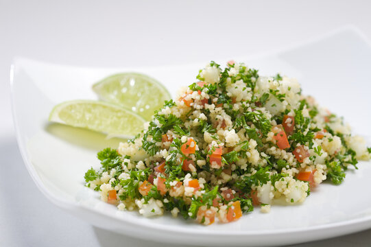 Fresh lebanese tabbouleh salad serving for healthy mediterranean cuisine