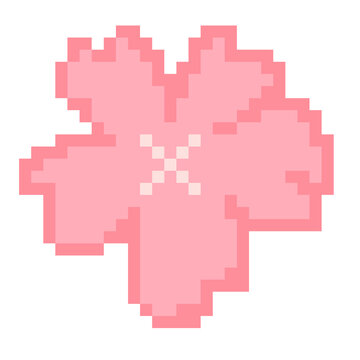 Pink sakura cherry blossom flower pixel art nature icon
