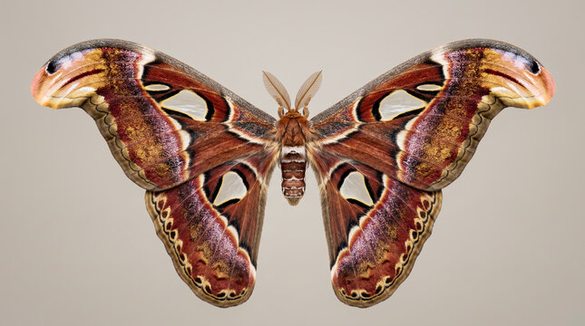 Atlas moth isolated on neutral background