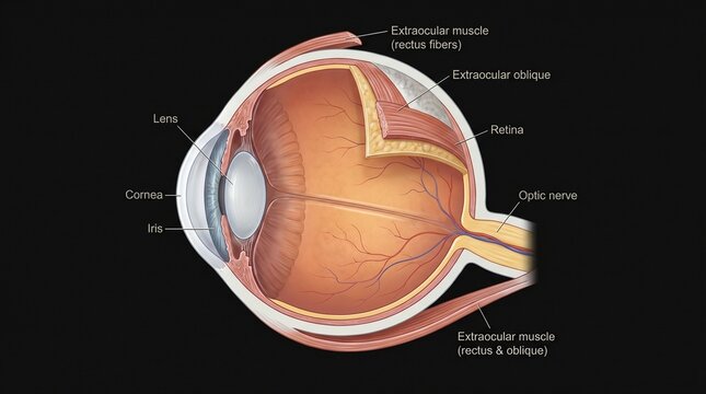 Realistic Human Eye Cross Section Anatomy Visualization