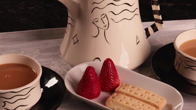 Afternoon Tea with Shortbread and Strawberries 2