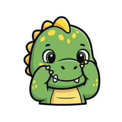 Obraz premium Cute Green Dinosaur Cartoon Character