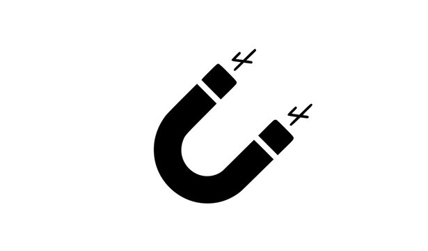 Horseshoe magnet vector icon in black for science, technology, and education illustrations
