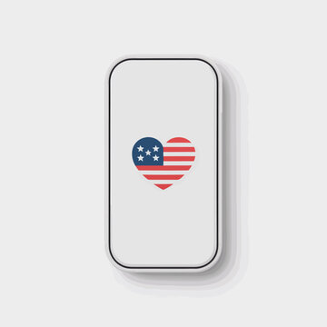 White rectangular object with a heart-shaped American flag design, symbolizing patriotism and love for the USA.