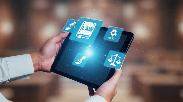 Law icons illustrate justice, court, and regulation system. Law represents fairness, law supports police, and law connects with rules, rights, and enforcement. Gist