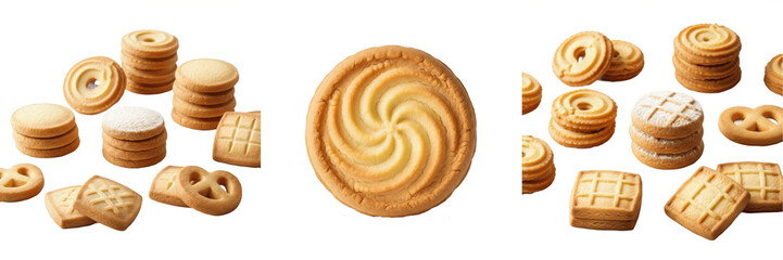 Fototapeta premium Round Golden Butter Biscuit PNG, Fresh Bakery Cookie Clipart Illustration, Sweet Shortbread Snack Graphic, Traditional Afternoon Tea Dessert Design Element, Tasty Food Art