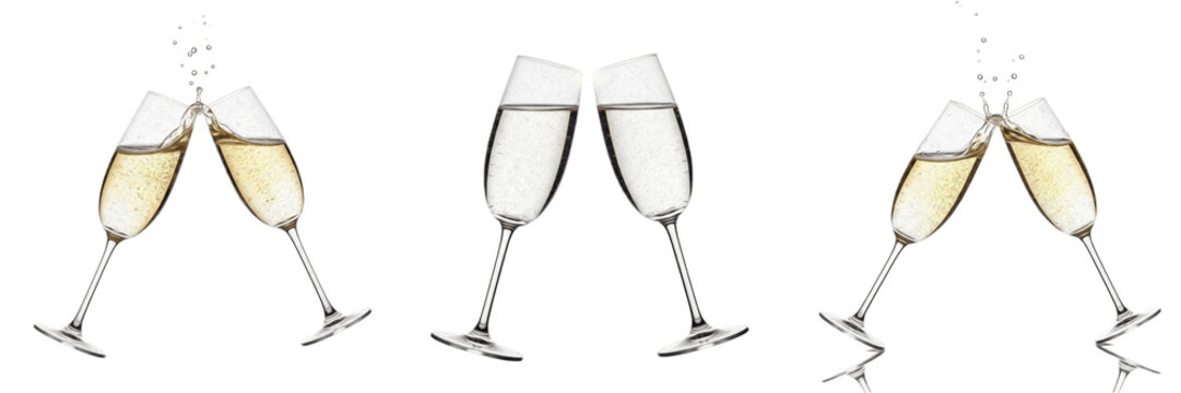 Toasting Champagne Flutes PNG, Elegant Celebration Wine Glass Clipart, Wedding Anniversary Drink Illustration, Party Event Graphic, Luxury Alcohol Beverage Design Art PNG