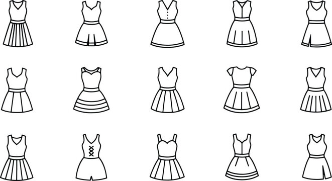 Set of fifteen silhouettes of women in various casual outfits and poses women silhouettes fashion figures