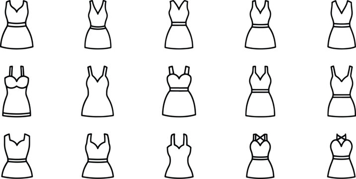 Black silhouette set of stylized human figures standing with arms raised in various positions standing pose