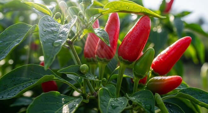 Pohon cabe dan buah  cabe yang merah 