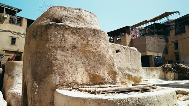 stone tanks in the Moroccan tannery