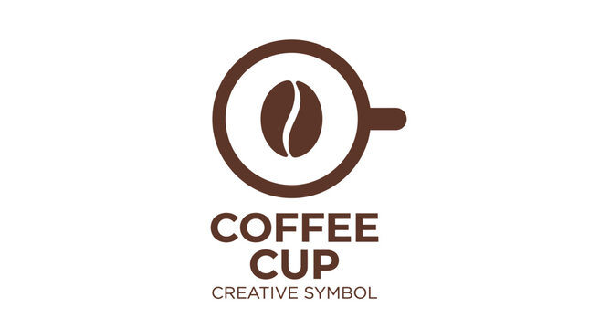 Coffee Cup Creative Symbol with Bean Icon.
