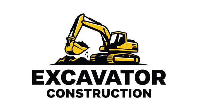 Excavator Construction Logo Design.