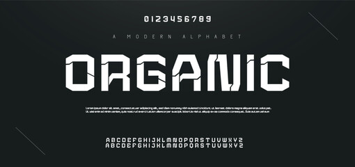 ORGANIC Digital alphabet font made techno cyber style, uppercase letters and numbers made in futuristic style, vector illustration 10EPS © DA