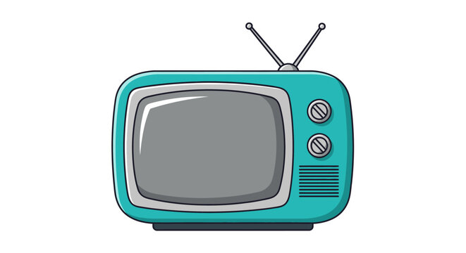 Retro teal vintage television set illustration.
