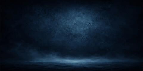 Naklejka premium A dark blue sky with mystery clouds creates a textured storm background featuring a motion of smoke, mist, and fog over deep water
