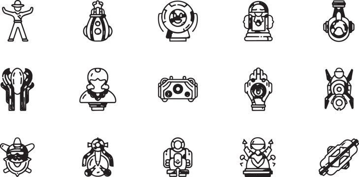Black and white robot various robots technology machinery