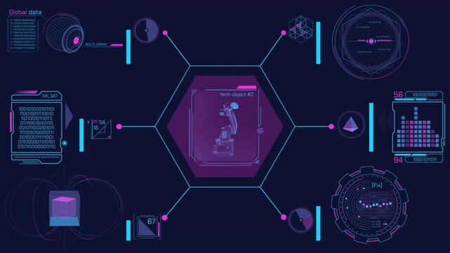 Animated infographics about digital automation and industrial equipment