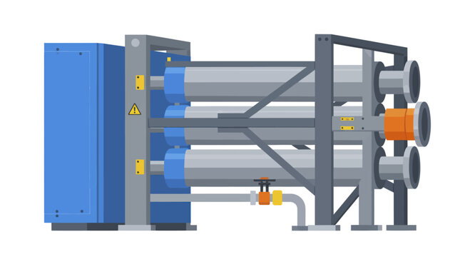 Industrial Water Filtration System with Multiple Membrane Housings.