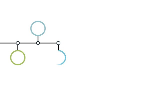 Animated Horizontal Timeline Infographic with Circular Nodes for Business Planning and Project Progress