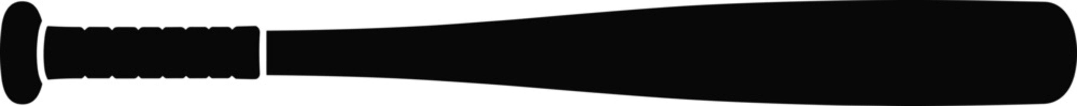 Baseball bat silhouette with knob, grip, and tapered barrel for sports equipment, game, and design concepts