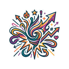 Obraz premium Pop Art Comic Style Arrow Icon, Explosive Upward Trend Symbol with Thick Outlines, Creative Business Growth Concept Vector