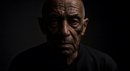 Obraz premium Intense Portrait of a Weathered Elderly Man with Deep Wrinkles.