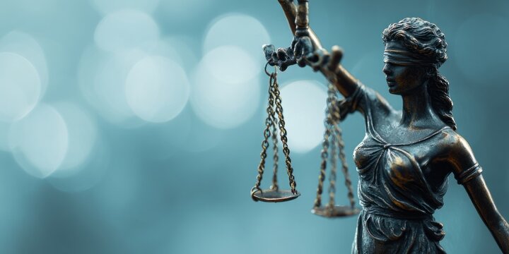 Bronze lady justice statue holding scales, symbol of fairness and law, artistic representation of justice and equity