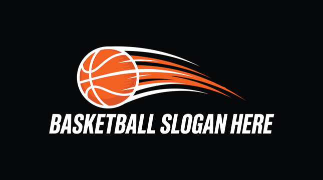 Dynamic Basketball Logo with Motion Trails.