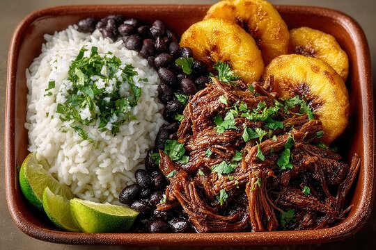 Traditional pabellon criollo served on a ceramic plate