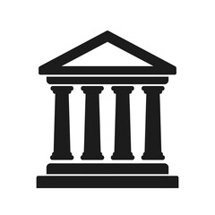 Fototapeta premium Black bank building icon with columns