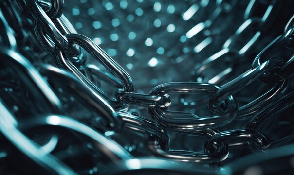 Detailed shot of polished metal chain, emphasizing texture and sheen