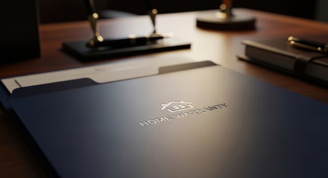 Business documents and office supplies on a wooden desk in a professional setting with folders
