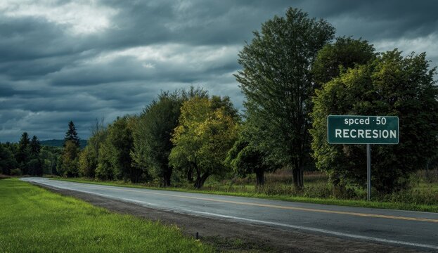 Roadside substance limit sign indicating 50 miles per hour near recreational area with lush green trees and overcast sky