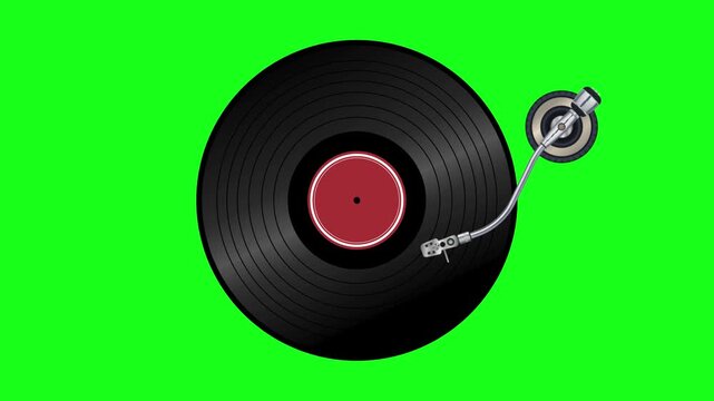 Retro Rhythms: High-Definition Animated Vinyl Record Spinning on Chroma Key Green Screen &ndash; A Seamless Loop for Music Production, Nostalgic DJ Visuals, Podcast Intros, and Vintage Audio Storytelling Pr