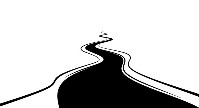 Abstract curved black road on a white background