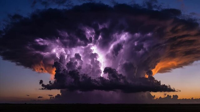 巨大積乱雲タイムラプス・嵐の雲が平原上空に発達する劇的シネマ映像