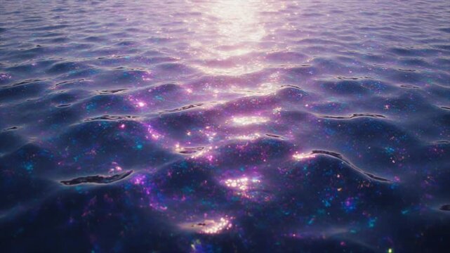 空撮俯瞰・発光流体膜シート・黄昏紫グラデーション幻想的背景映像素材