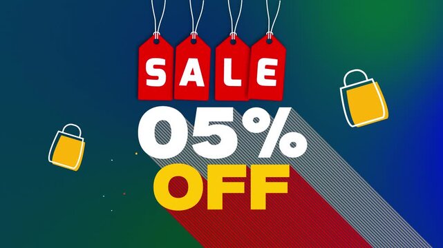 Sale 05% Off Animation Video . 05% Off . Sale 05 Percent Off 4k Video . 05 percent off discount text offer promotion