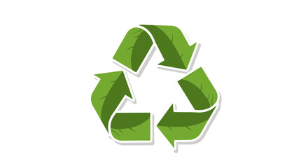 Fototapeta premium Green Recycling Symbol with Leaves - Eco-Friendly and Sustainable Concept
