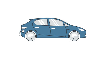Obraz premium Blue Sedan Car Side View Illustration.