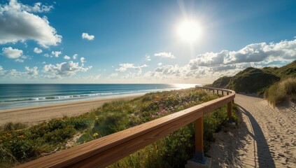 Fototapeta premium A coastal safety railing