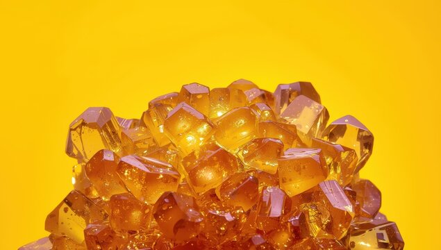 Cannabis wax concentrate in detail against a yellow backdrop.